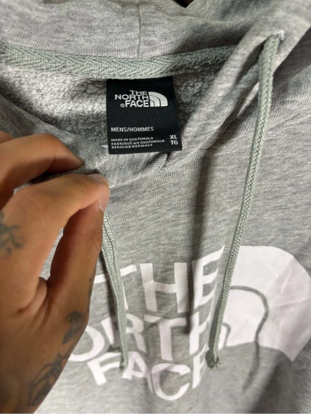 The North Face Men's Heather Gray Pullover Hoodie with White Logo